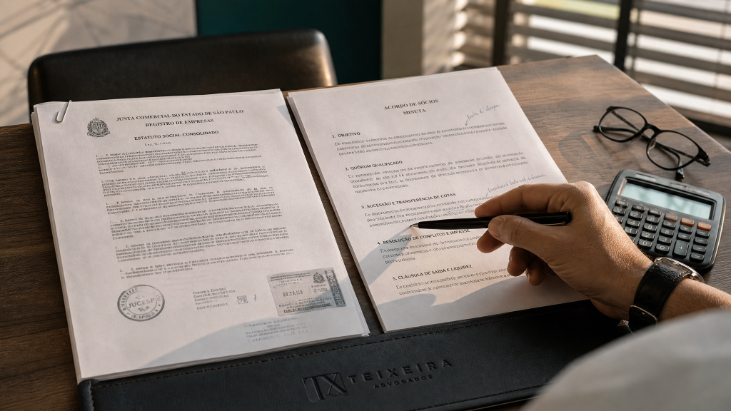 Teixeira Advocacia 26 acordo de socios ou contrato social qual a diferenca